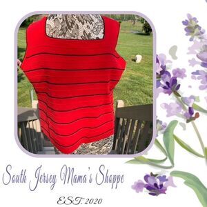 Vintage 1990s Joseph A Woman Size 2X Red Black Stripes Dress Tank (C54)